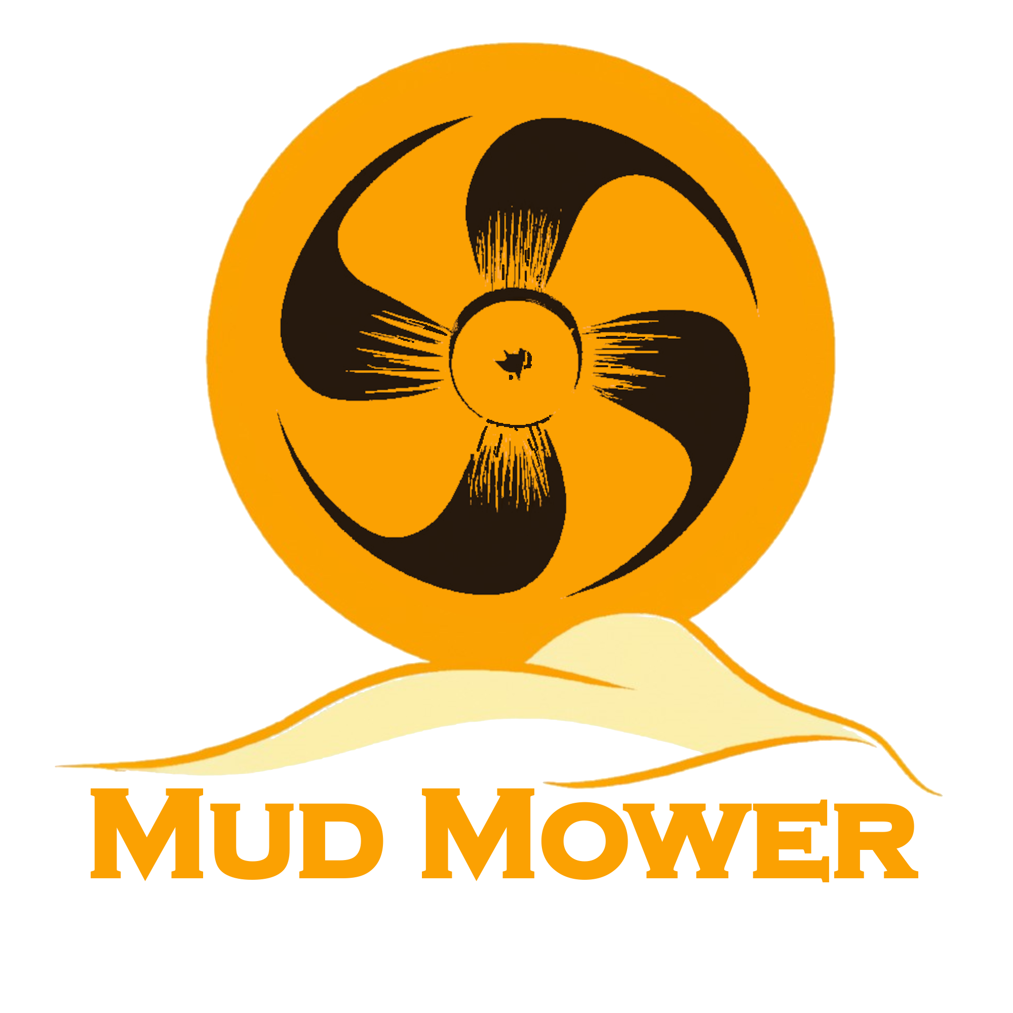 Original orange Mud Mower propeller logo